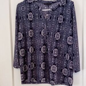 Blue Boxy Blouse with Peter Pan Collar